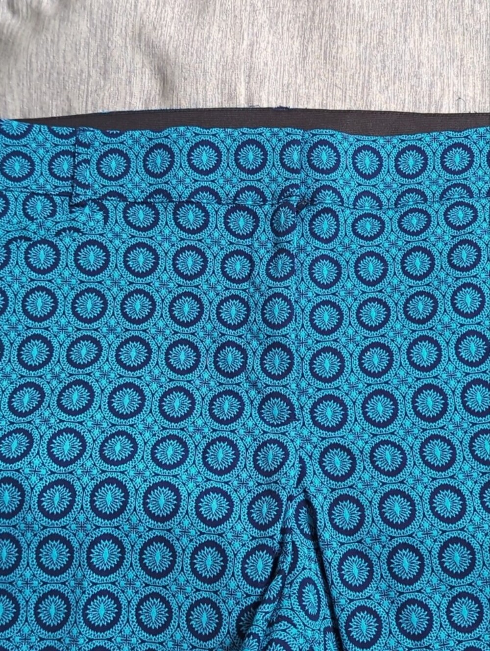 Blue Patterned Cropped Pants